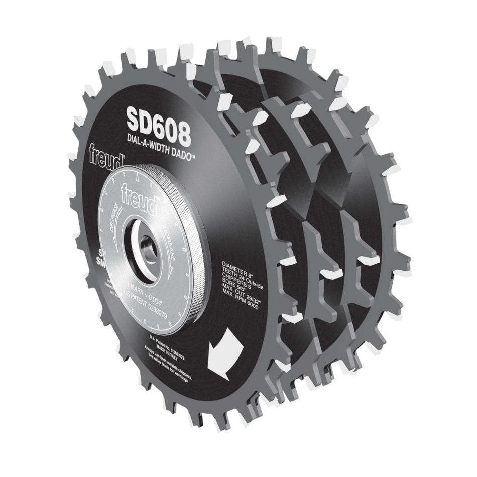 Freud, SD608 8'' Dial-A-Width Stacked Dado Set 5/8'' Arbor