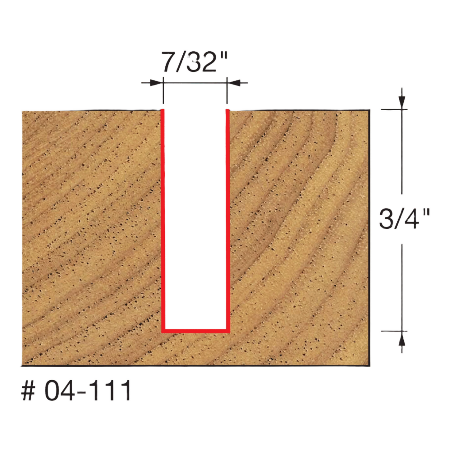 Freud, 04-111 7/32'' Double Flute Undersized Plywood Straight Router Bit 1/4'' Shank