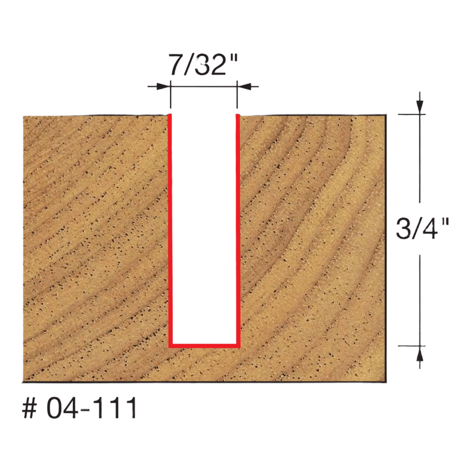 Freud, 04-111 Embout droit pour contreplaqué sous-dimensionné à double cannelure 7/32'', tige 1/4'' 13030