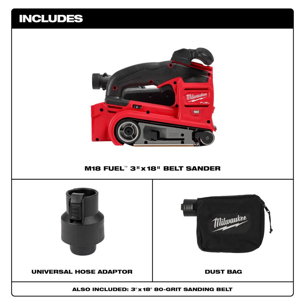 Milwaukee, 2832-20 Tool M18 FUEL 18-Volt Lithium-Ion Cordless 3 x 18-in. Belt Sander (Tool-Only)