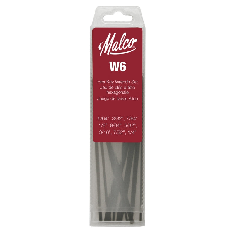 Malco, W6 Hex Allen Key Wrench Set 9 Pc 'L' 6"