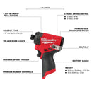 Milwaukee, 3453-20 M12 Fuel 12V 1/4" Lithium-ion Cordless Impact Driver (Tool Only) 012393090
