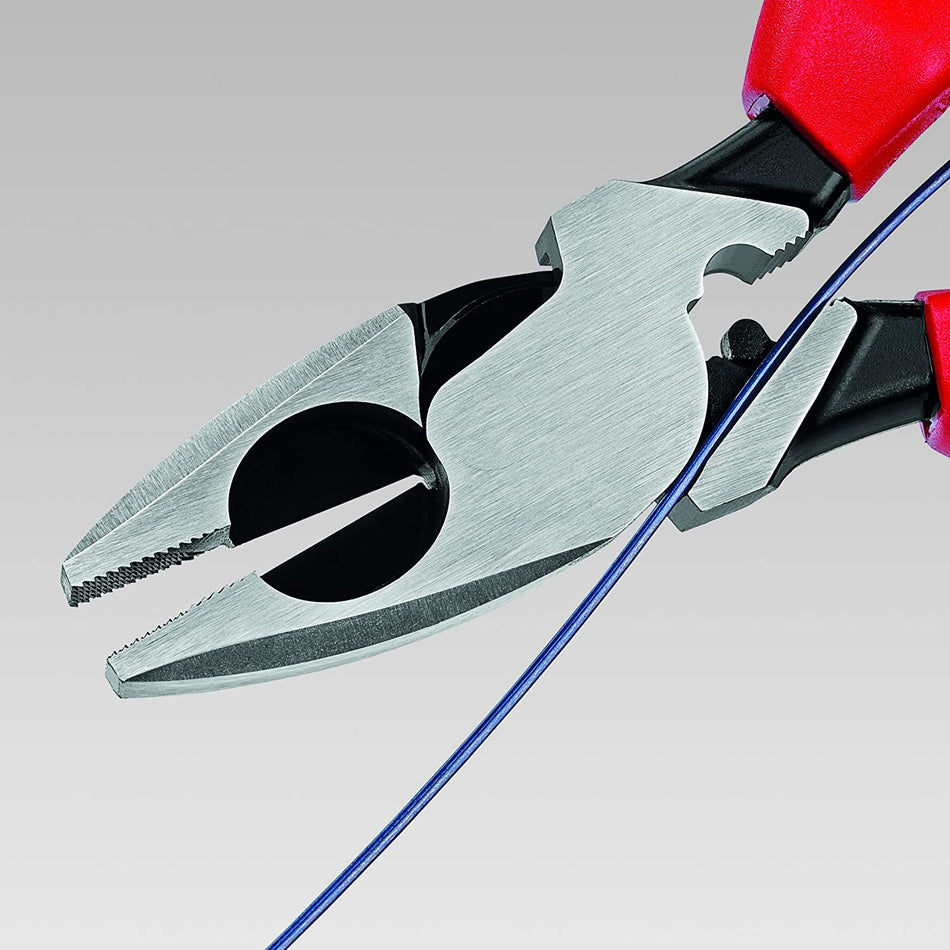 Knipex 09 11 240 Pince de monteur de lignes à effet de levier ultra élevé de 9,5 pouces avec extracteur de ruban à poisson et pince à sertir