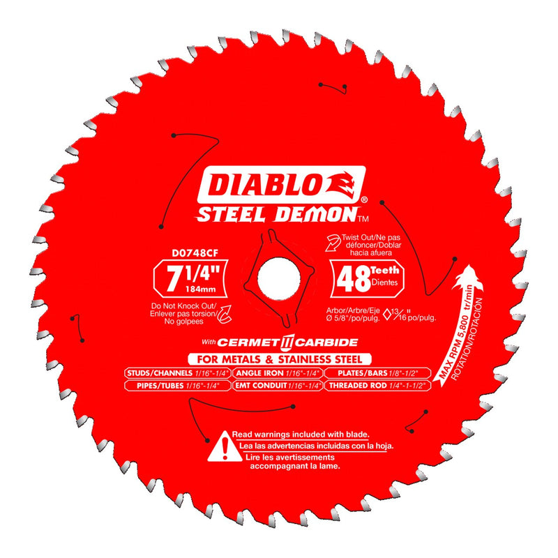 Diablo, D0748CF Steel Demon 7-1/4" Cerment, Metal and Stainless Steel Cutting Saw