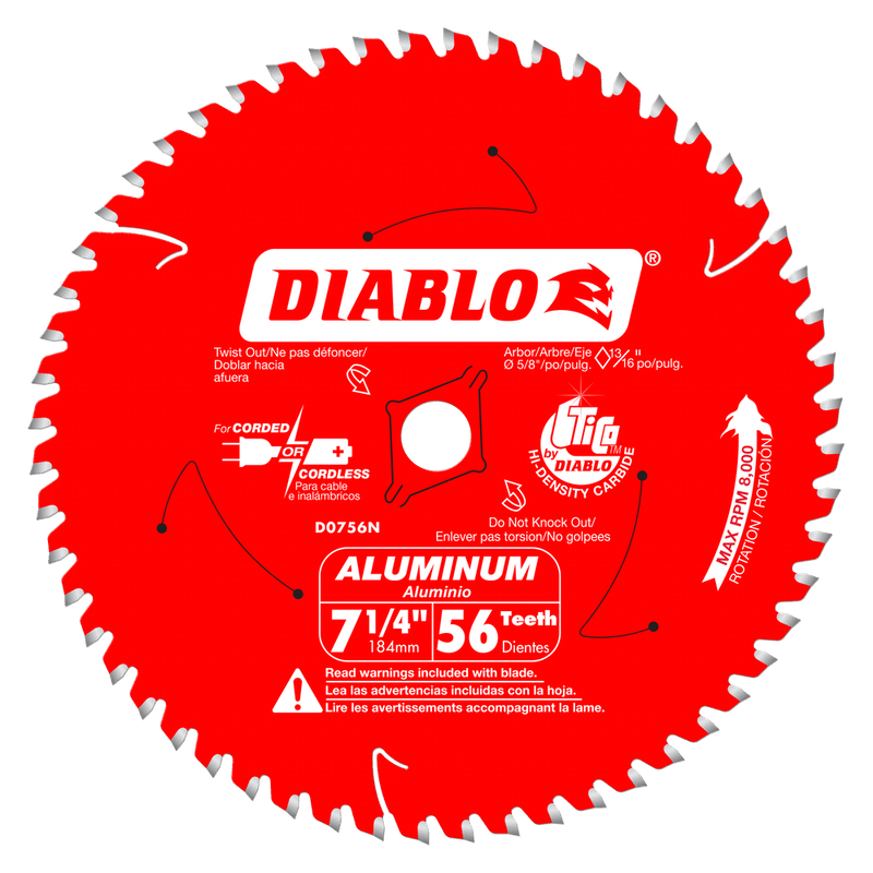 Diablo D0756N 7 1/4 in Thick Aluminum Cutting Saw Blade