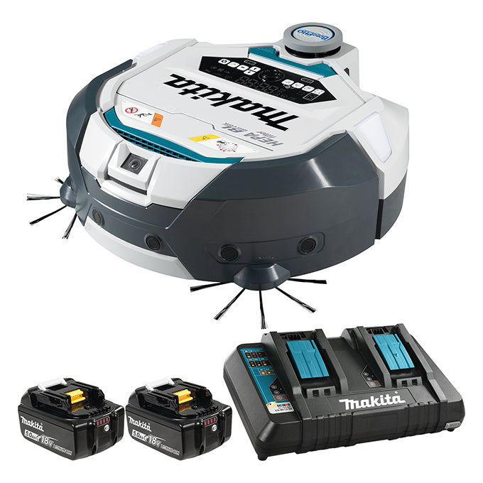 Makita DRC300PT2 Kit d'aspirateur robot intelligent sans fil 18 V LXT 3,0 L avec filtre Hepa (kit 5,0 Ah x 2)