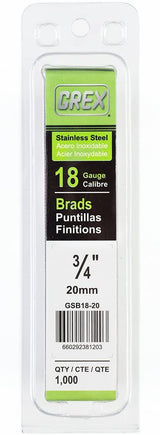Clous Grex en acier inoxydable de calibre 18, 1 000 par boîte