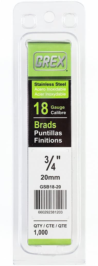 Grex 18 Gauge Stainless Steel Brad Nails 1000 per Box