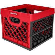 CleverMade MilkCrates Plastic 25L Collapsible Utility Crate, Black